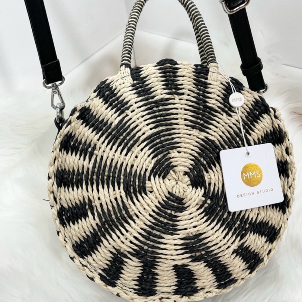 NWT MMS Design Studio White&black Straw Purse